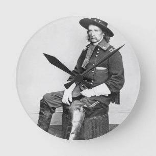 Relógio Redondo General George A. Custer (foto de b/w)