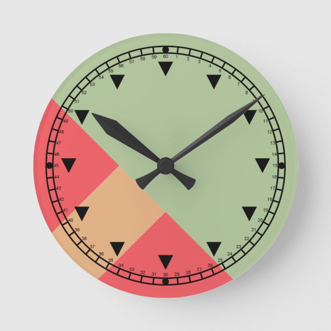 Relógio Redondo Geo de Bloco de Cor Moderna 1 (Frente)