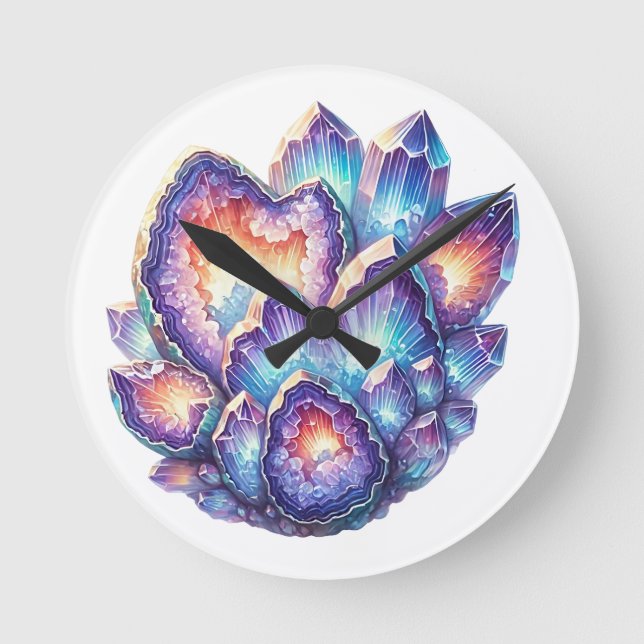 Relógio Redondo Geode Crystal Cluster (Frente)