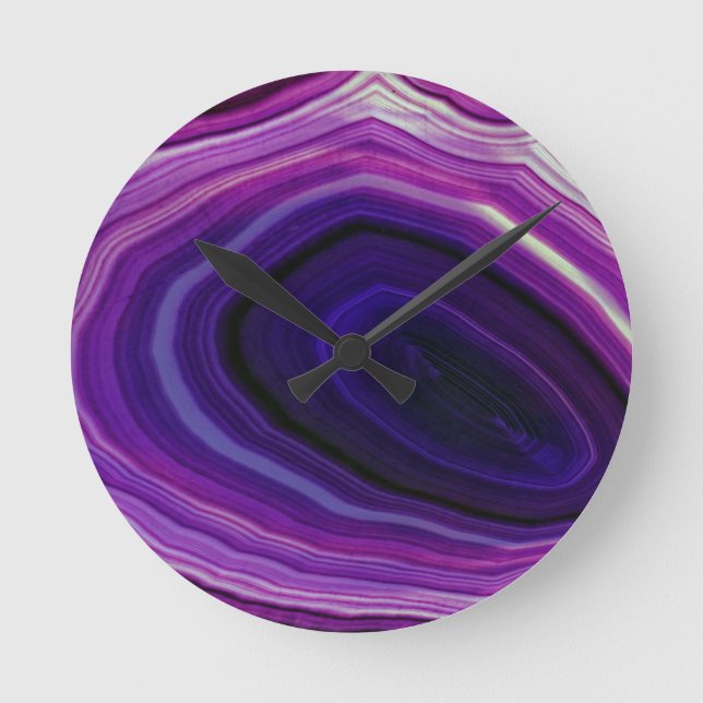 Relógio Redondo Geodo Roxo Rodopiante Caído (Frente)