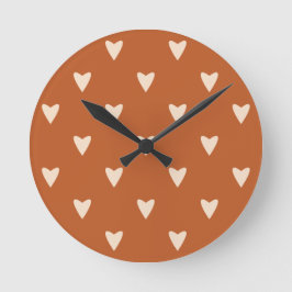 Relógio Redondo Geometria no Amor - creme no vermelho ocre - padrã