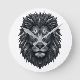 Relógio Redondo Geometric Lion King - Metallic Mandala Line Art