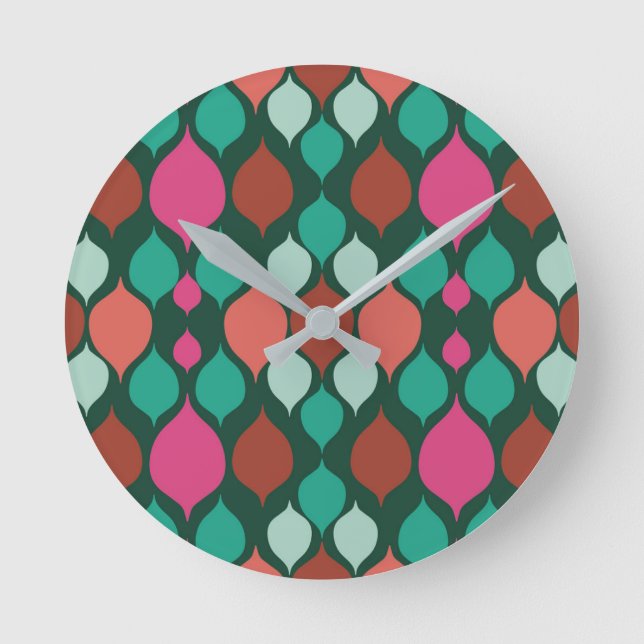 Relógio Redondo Geométrico Moderno do meio século   (Frente)