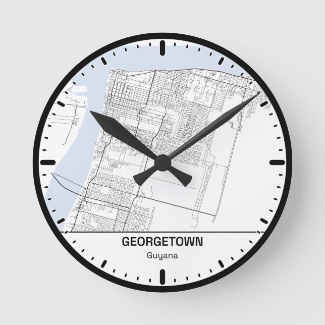 Relógio Redondo Georgetown Clock City Line Art (Frente)