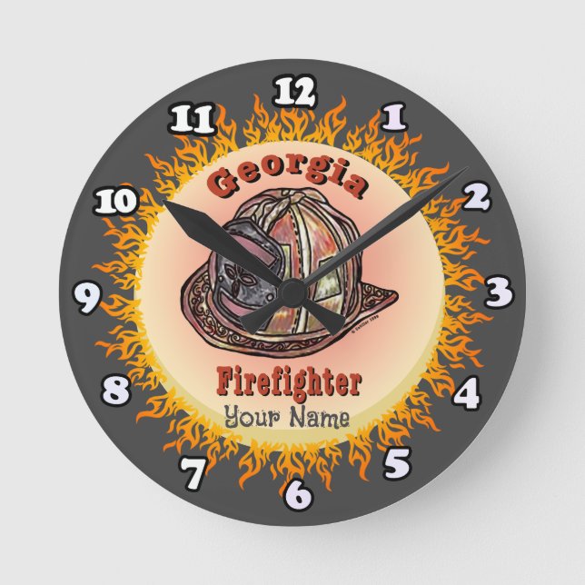 Relógio Redondo Georgia Firefighter  clock (Frente)