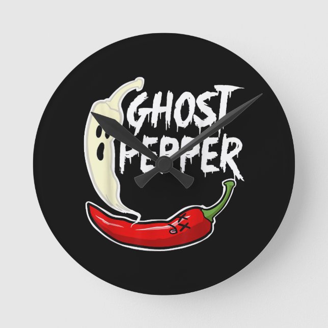 Relógio Redondo Ghost Pepper Funny Spicy Hot Halloween Peppe (Frente)