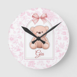 Relógio Redondo Gia | Design Personalizado de Berçário com Ursinho