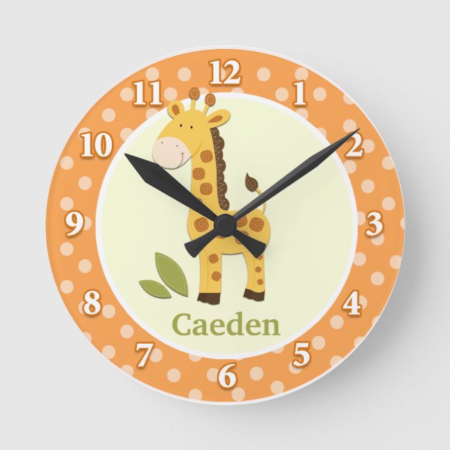 Relógio Redondo Giraffe Jungle Adventure (Laranja) (Frente)