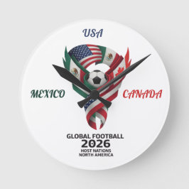 Relógio Redondo Global Football North America 2026 Wall Clock