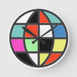 Relógio Redondo globo do mundo colorido