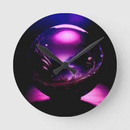 Relógio Redondo Globo Puro Transparente com Paisagem Montanhosa