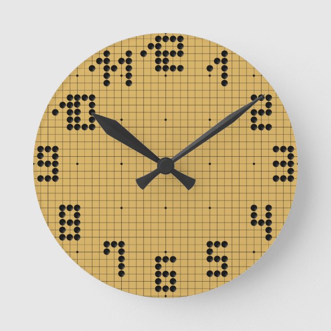 Relógio Redondo Goban Clock - Black Stones - 1-12 (Frente)