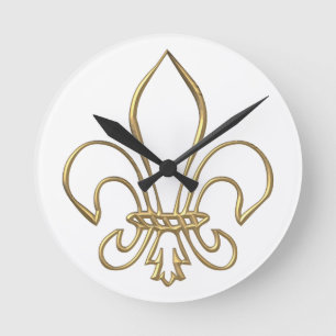 Relógio Redondo Golden "3-D" Fleur-de-lis