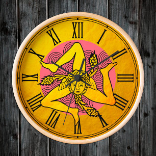 Relógio Redondo Golden Triskelion & triple spiral wave /design