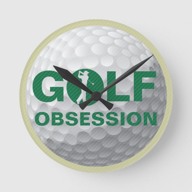 Relógio Redondo Golf Obsessão Green White Tan Wall lock (Frente)