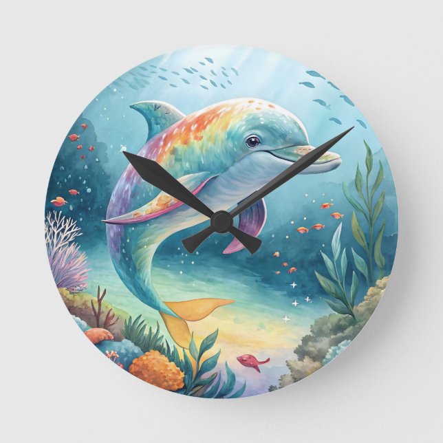 Relógio Redondo Golfinho submarino (Frente)