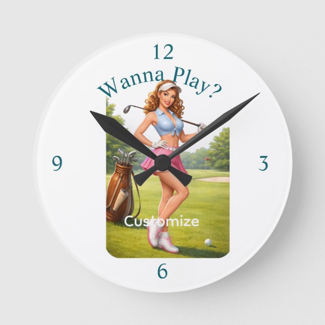 Relógio Redondo Golfista Feminina em Forma Thunder_Cove (Frente)