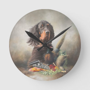 Relógio Redondo Gordon setter com faisões, Art