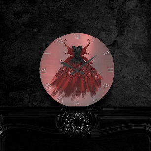 Relógio Redondo Gothic Fairy Crimson Gown Ovinos Vermelhos Profu
