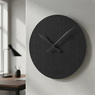 Relógio Redondo Grade Geométrico Industrial Minimalista Carbono Pr