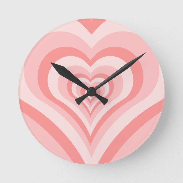 Relógio Redondo Gradiente de Coração Rosa – Amor de Garota Fofo (Frente)