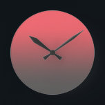 Relógio Redondo Gradiente Preto Vermelho Trendente<br><div class="desc">Vá para uma simples aparência cor-de-rosa e cinza,  ou use este plano de fundo para personalizar seus próprios itens com texto ou imagens adicionais! Tem cor rosa para cinza mbre desaparecer.</div>