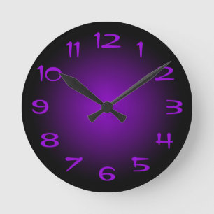 Relógio Redondo Gradiente Radial Violeta Preto e Escuro