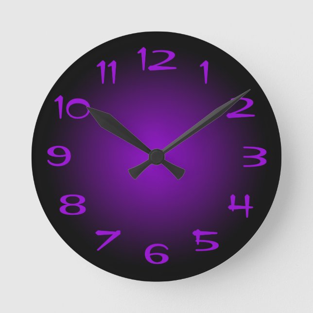 Relógio Redondo Gradiente Radial Violeta Preto e Escuro (Frente)