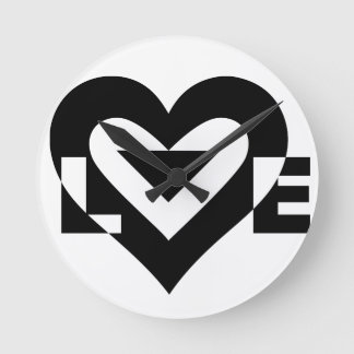 Relógio Redondo Gráfico de Amor legal, Preto