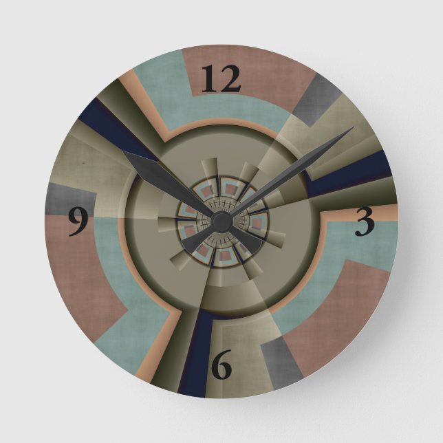 Relógio Redondo Gráfico de Arte Fractal de Harmonia de Cor Abstrat (Frente)