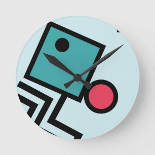 Relógio Redondo Gráficos abstratos do estilo do pop art de 80s