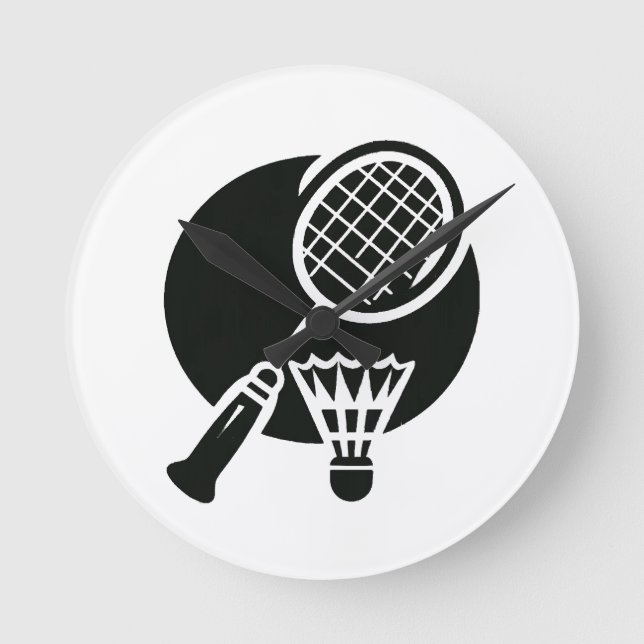 Relógio Redondo Gráficos de Badminton (Frente)