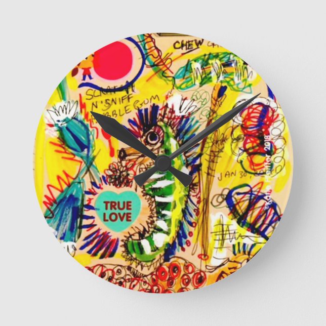 Relógio Redondo grafites do cavalo de mar (Frente)