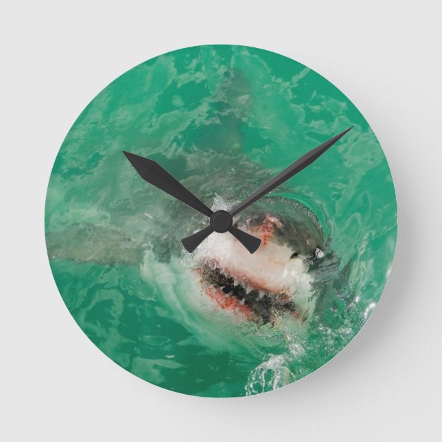 Relógio Redondo Grande branco Shark1 (Frente)