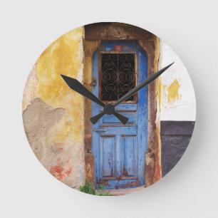 Relógio Redondo Grécia de Mykonos de Porta Azul Antiga