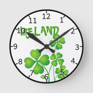 Relógio Redondo Green Shamrock Da Irlanda