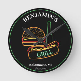 Relógio Redondo Grelha de quintal com ursos quentes