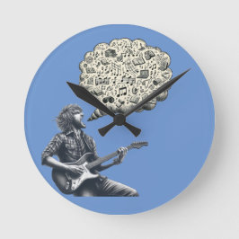 Relógio Redondo Guitarrista explosivo Solfeggio