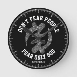 Relógio Redondo GYE NYAME Adinkra Black Silver Glitter