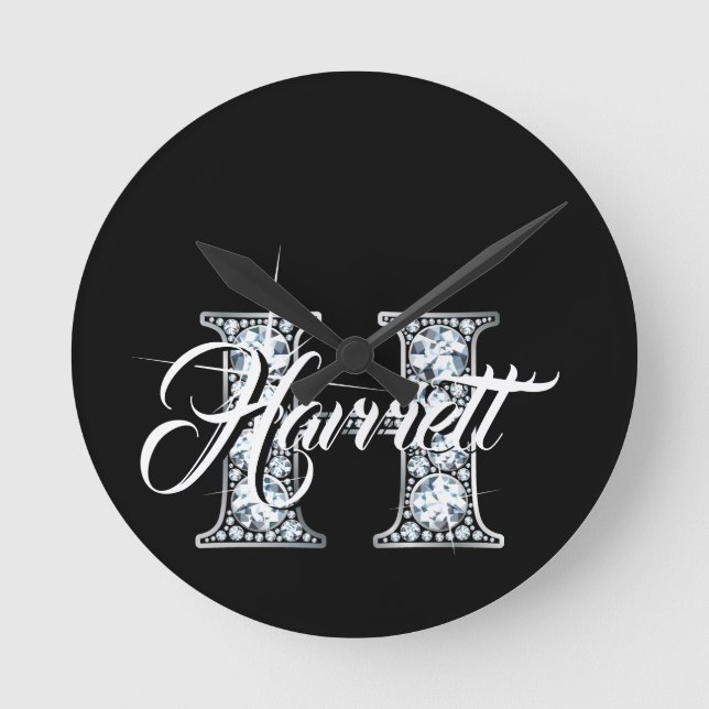 Relógio Redondo H Faux Diamond Monograma (Frente)