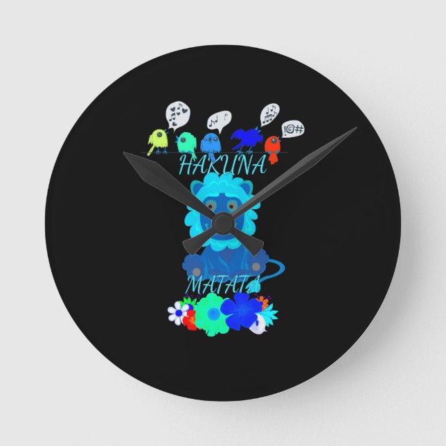 Relógio Redondo Hakuna Matata Lion Art Impressão (Frente)