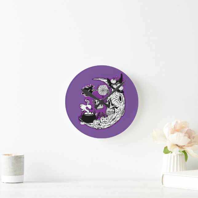 Relógio Redondo Halloween Crescent Moon Witold Skull (Lar)