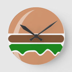 Relógio Redondo Hamburger comida um sanduíche
