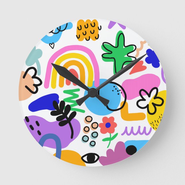 Relógio Redondo Happy and colorful abstract designs (Frente)