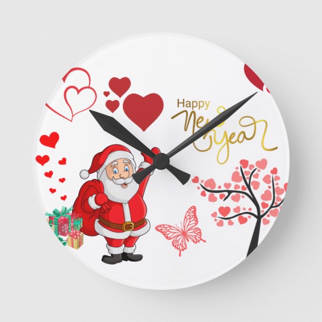 Relógio Redondo Happy New Year Wall Clock (Frente)