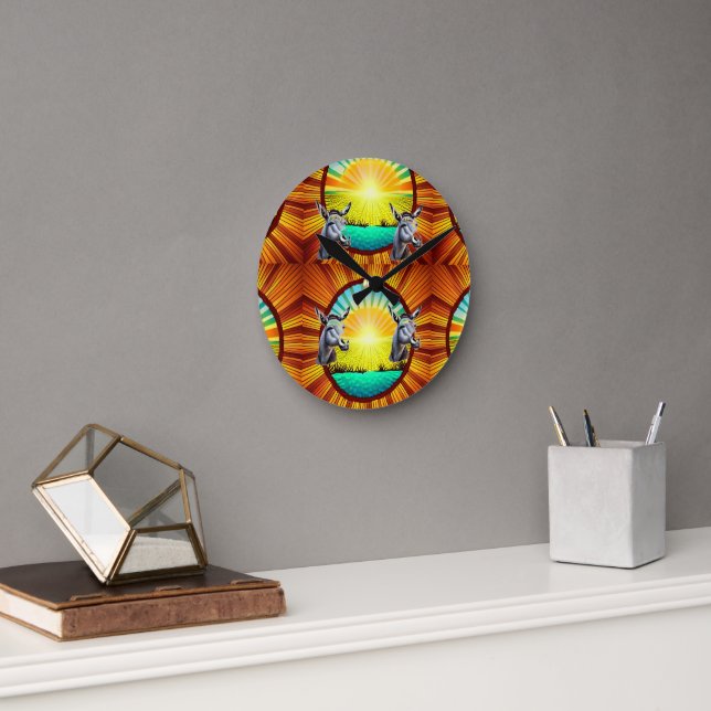 Relógio Redondo Happy Sunshine Donkey (Escritório)