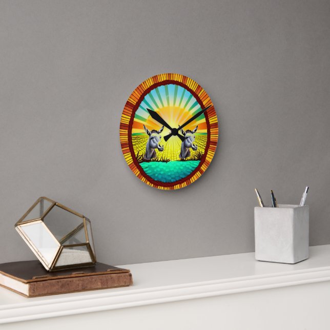 Relógio Redondo Happy Sunshine Donkey (Escritório)