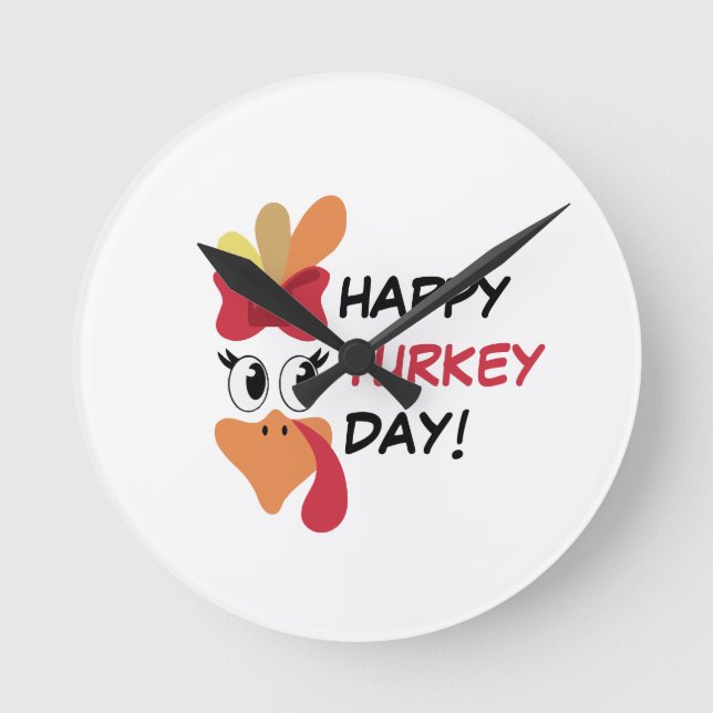 Relógio Redondo Happy turkey day (Frente)