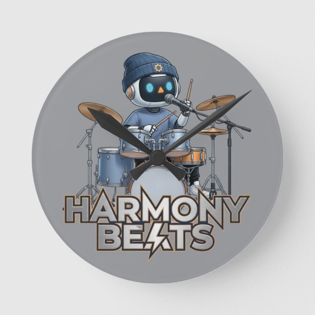 Relógio Redondo Harmony Beats – Baterista Zedoura (Frente)