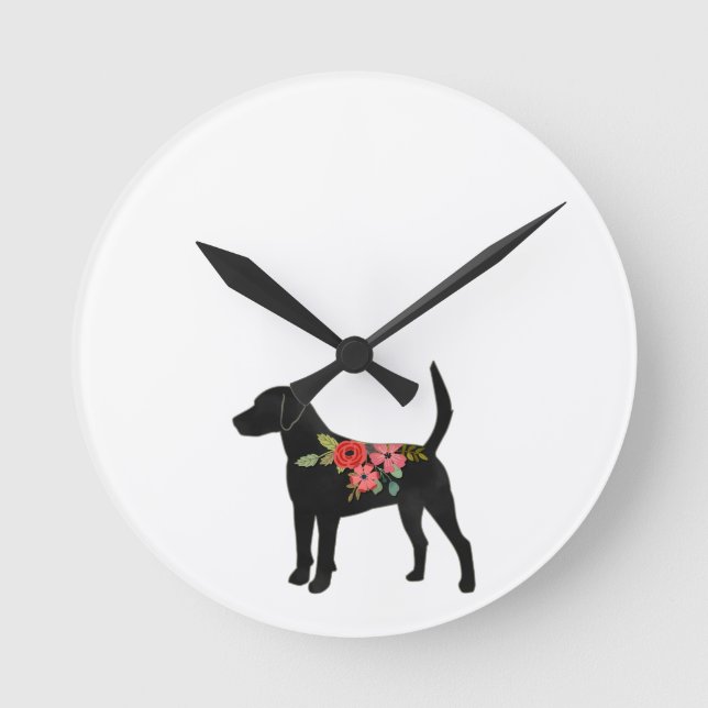 Relógio Redondo Harrier ou Beagle Dog Breed Boho Silhouette (Frente)
